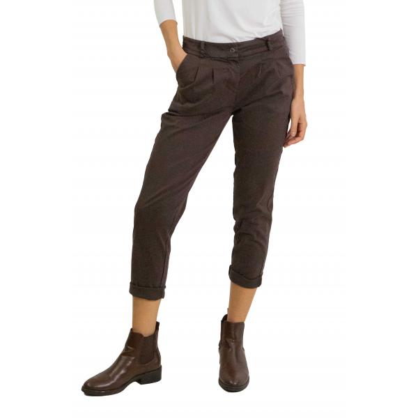 Chino con pence in cotone con elastico dietro 